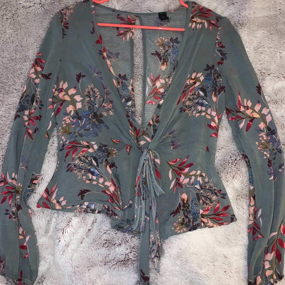 Deep V Tie Boho Blouse